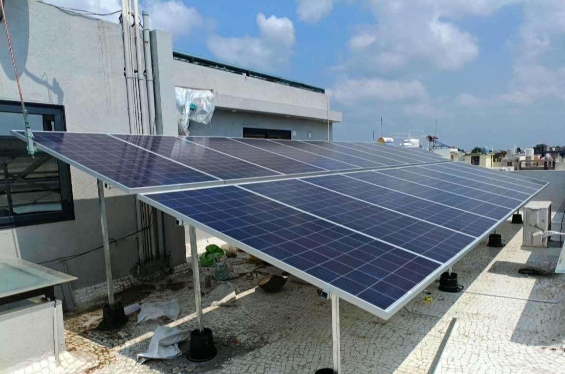 Rooftop solar panel installation