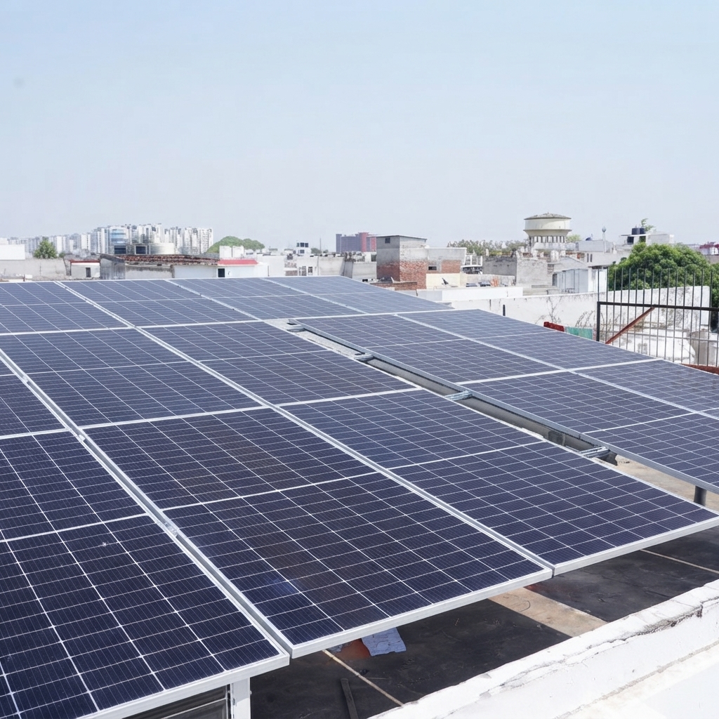 Urban rooftop solar panel array