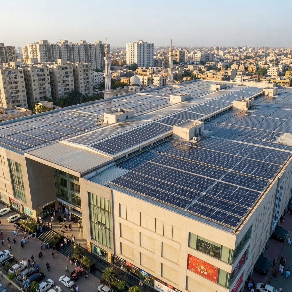 Technician performing thermal inspection of solar panels