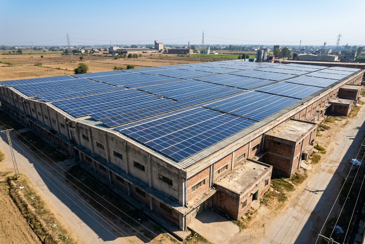 Team of Pakistani solar technicians in branded safety gear